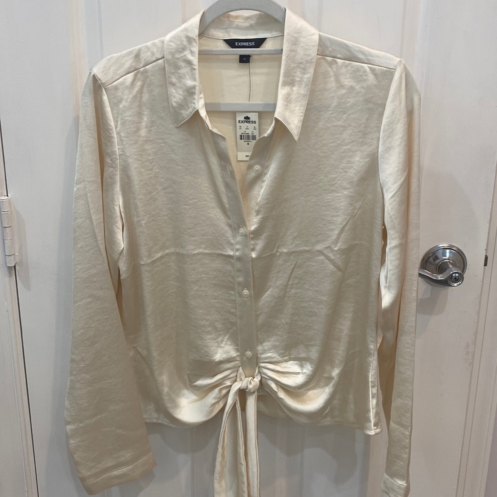 Satin tie front top